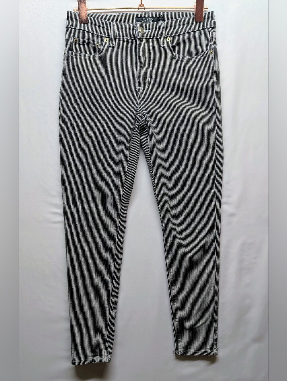 409-Ralph Lauren Slim Men’s Jeans in Black & White Pinstripe